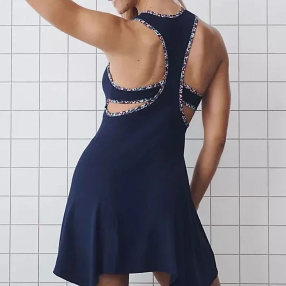 NWT Gola x Anthropologie Sun’s Out Blue Floral Trim Mini Dress Size S